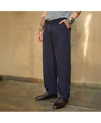 Мужские темно-черные плиссированные брюки Campus Sutra с прямыми манжетами