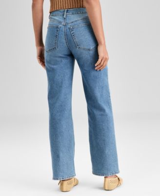 Women's Embroidered High Rise Straight-Leg Jeans, Exclusively at Macy's