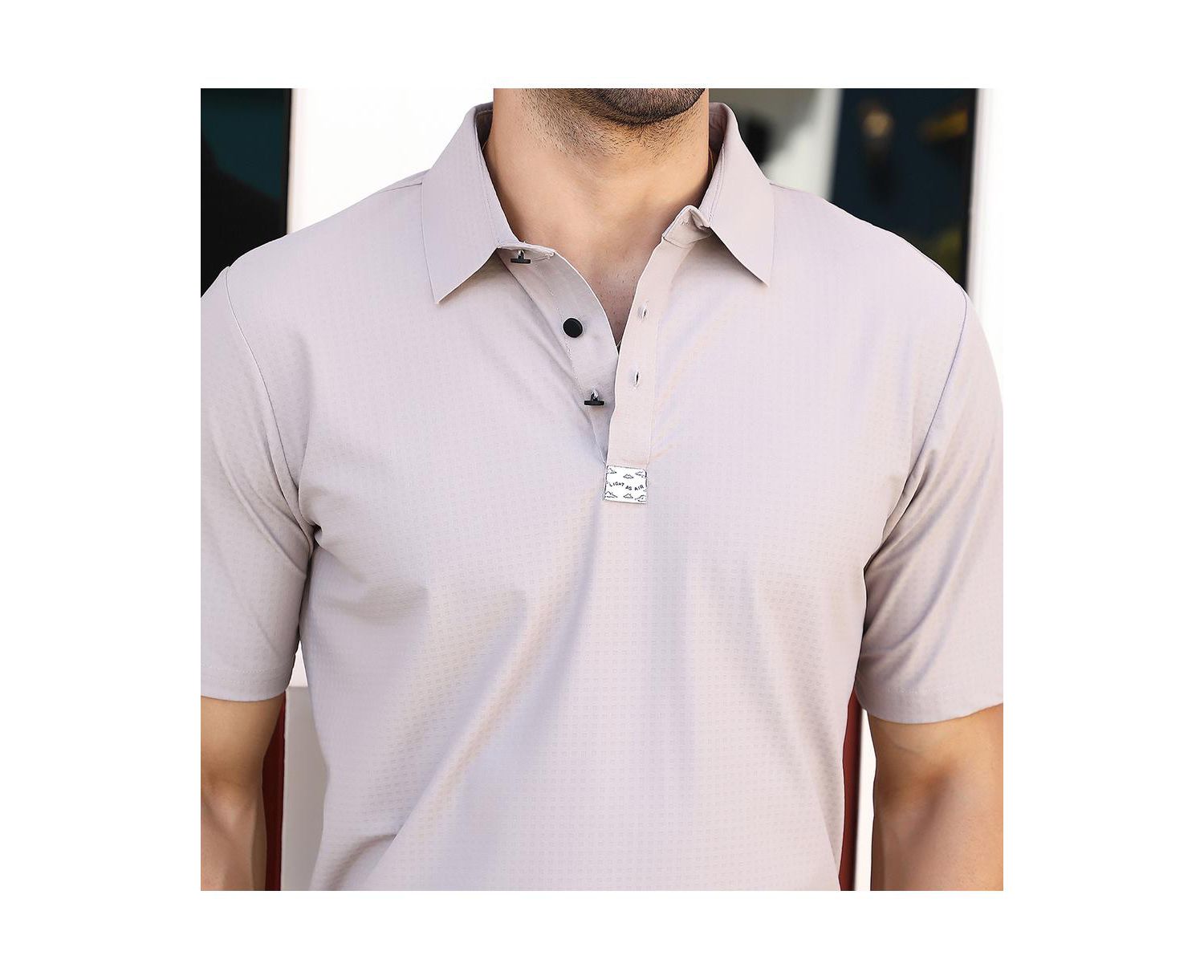 Men's Saltbox Beige Seamless Cuboid Polo T-Shirt