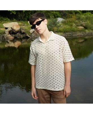 Мужская белоснежная футболка-поло Campus Sutra Oversize Oversize с косой линией