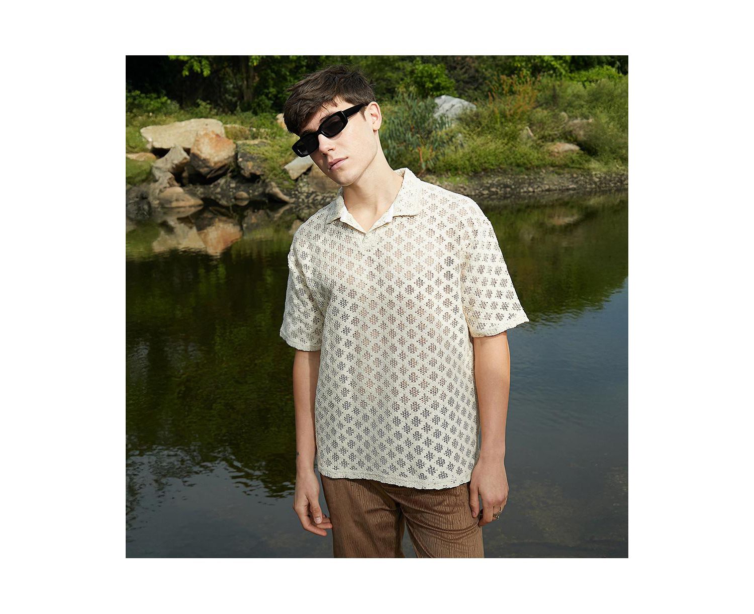 Men's Off-White Oblique Oversized Polo T-Shirt