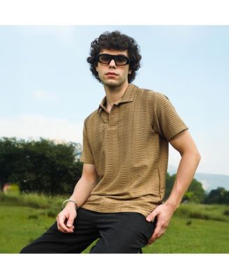 Мужская пепельно-коричневая футболка-поло Campus Sutra с рюшами на плоской подошве