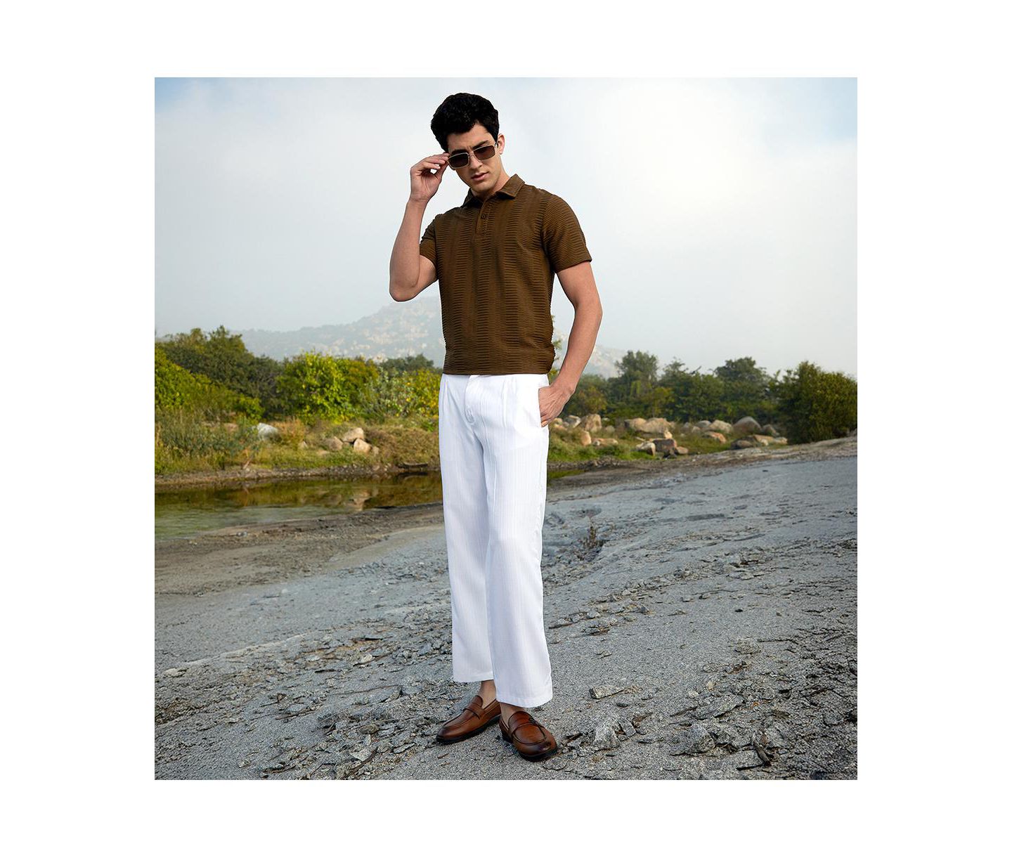Мужская футболка Cahoot Campus Sutra Mocha Brown Flatten-Ruched Polo, цвет: Коричневый — фото 3