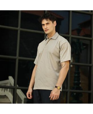 Men's Sand Beige Scratch-Tactile Polo T-Shirt