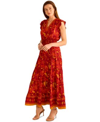 Vince Camuto - Women's Ruffle-Sleeve Tiered Maxi Dress