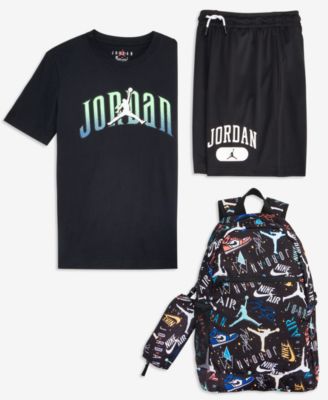 Big Boys Global Arch Logo Graphic T-Shirt, Mesh Logo Shorts & Air School Backpack and Pencil Case Set