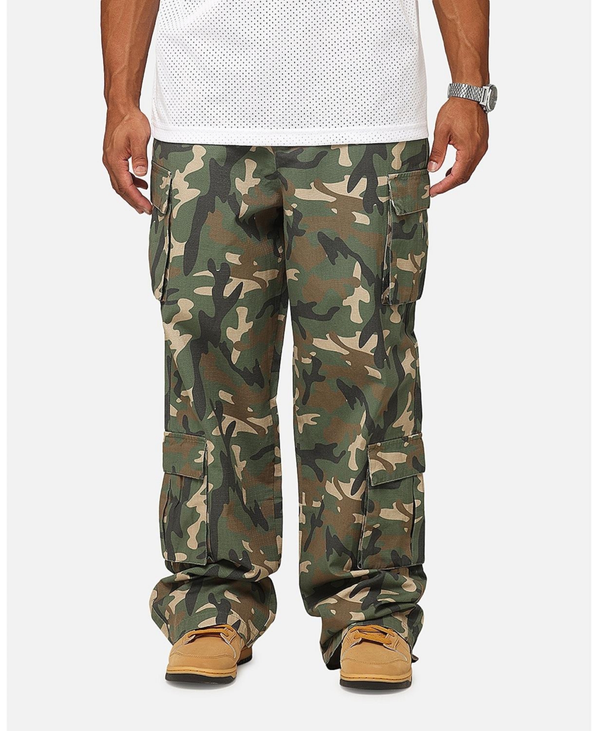 Men's Tactical Baggy Cargo Pants - Woodland camo