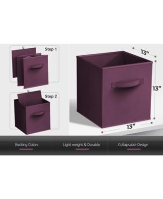 13 Inch Foldable Fabric Storage Cube Bin with Handles- for Organizing Home, Shelves, Nursery, Playroom, Closet and More 13" L x 13" W x 13" H