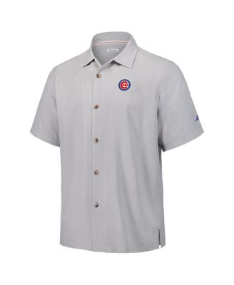 Мужская серая рубашка на пуговицах Tommy Bahama от Chicago Cubs Hit and Run Silk Camp