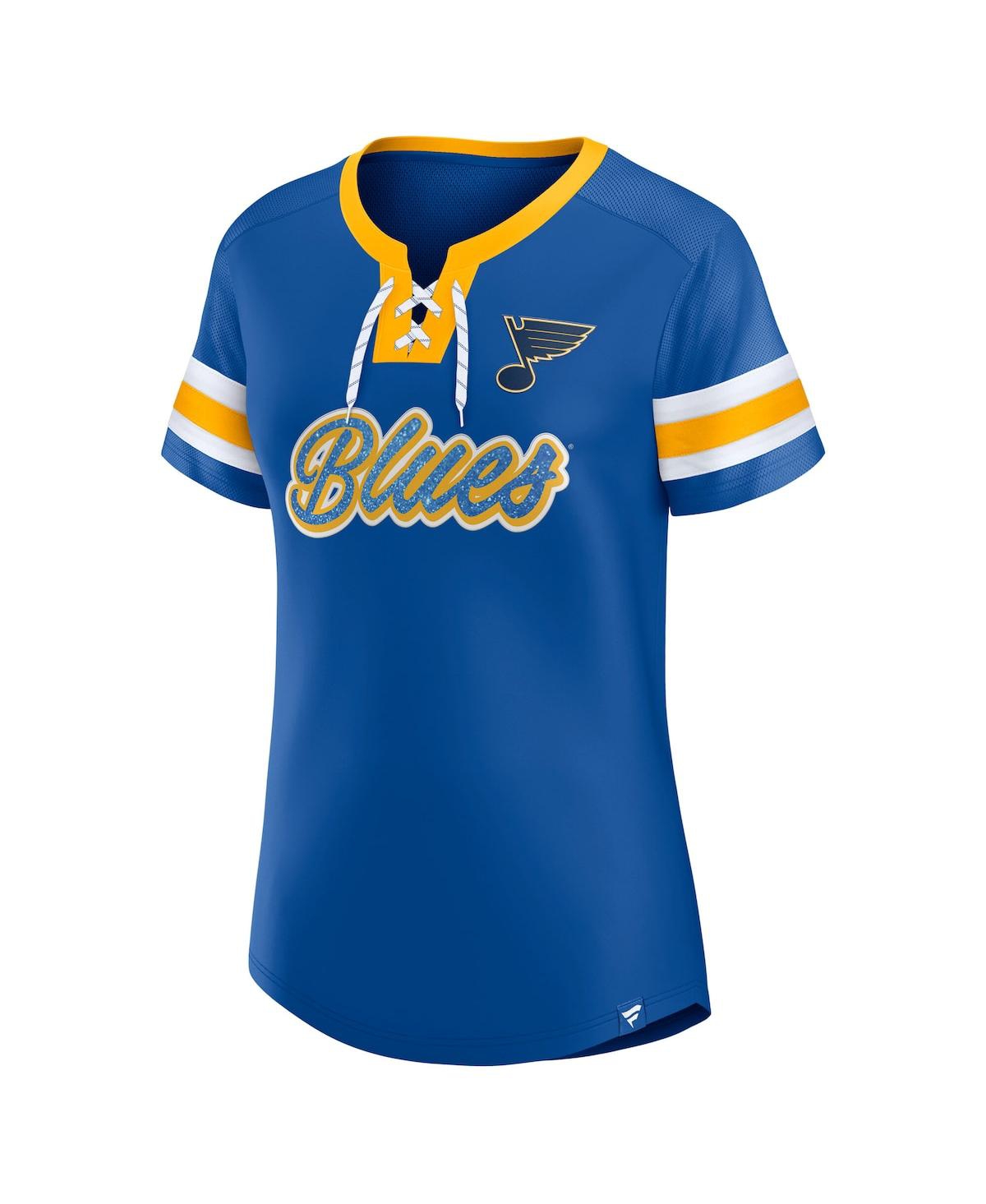 Fanatics Women's Blue St. Louis Blues Iconic Athena Lace-up T-shirt In Blue