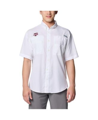 Columbia - Men's White Texas A & M Aggies PFG Tamiami Omni-Shade Button-Down Shirt