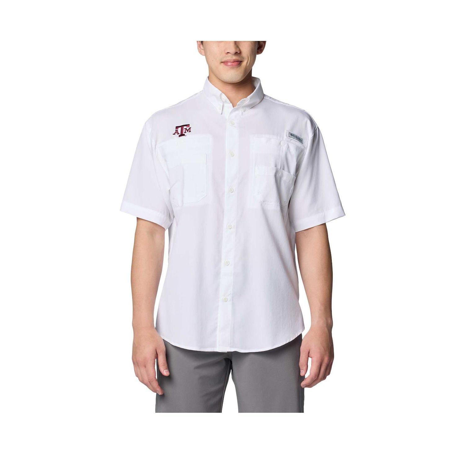 Men's White Texas A & M Aggies PFG Tamiami Omni-Shade Button-Down Shirt