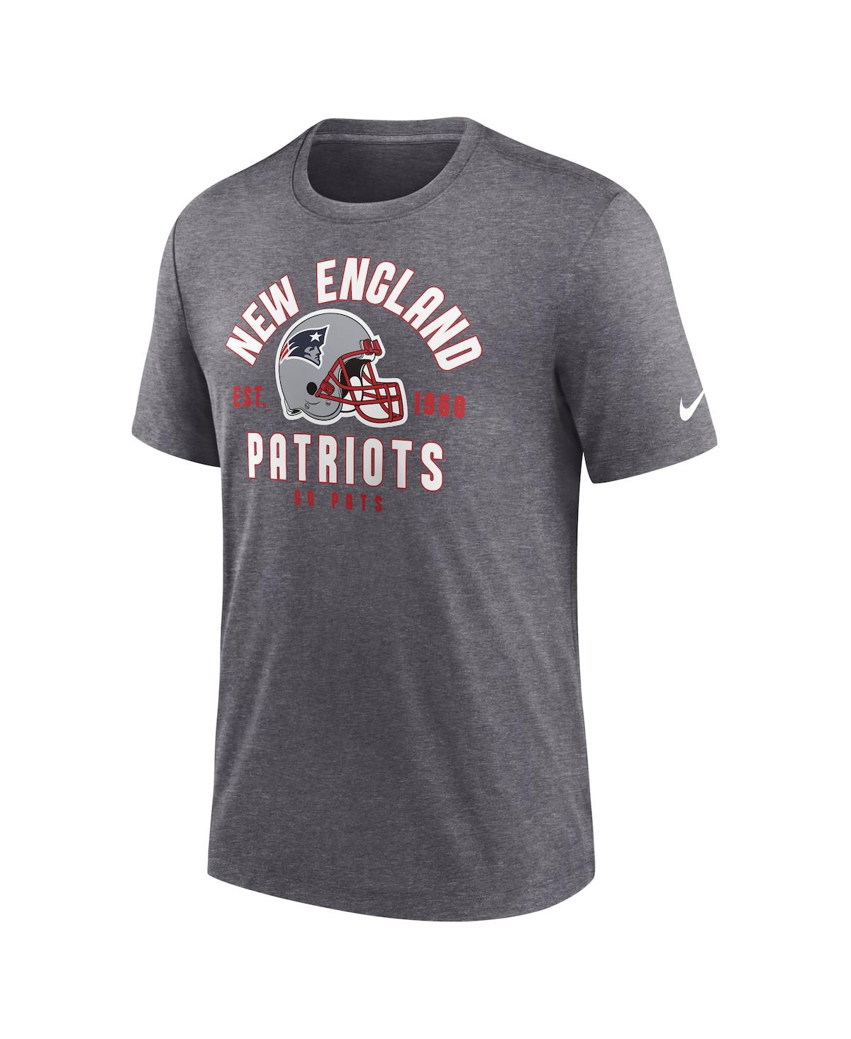 Nike Men's Heather Charcoal New England Patriots Helmet Tri-Blend T-Shirt