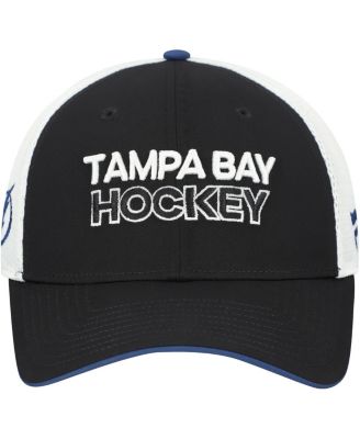 Мужская черно-белая шляпа Fanatics Tampa Bay Lightning Authentic Pro Rink Alternate Trucker с регулируемой шляпой Fanatics