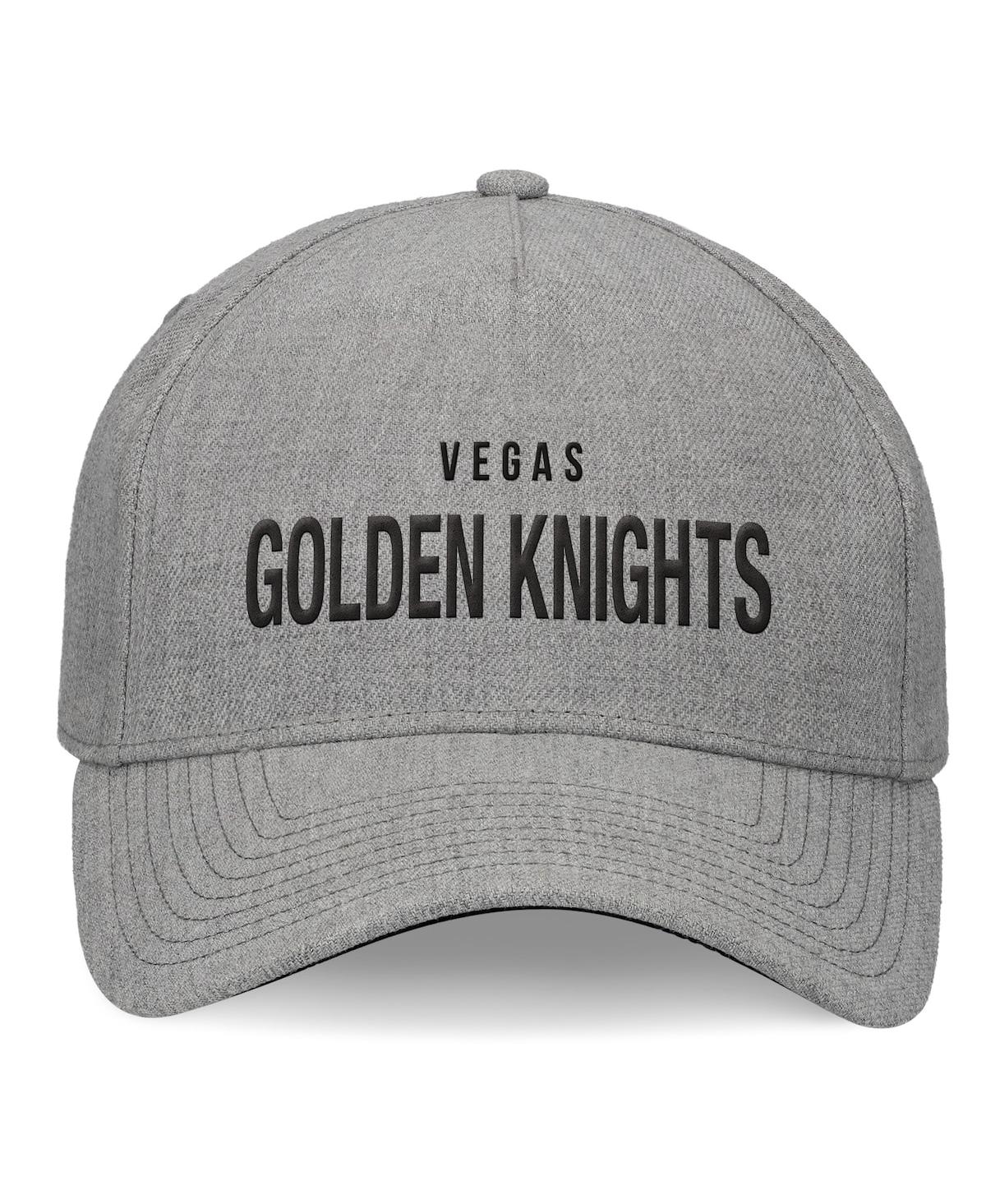 Fanatics Men's Heather Gray Vegas Golden Knights Elements A-frame Leather Strap Back Hat
