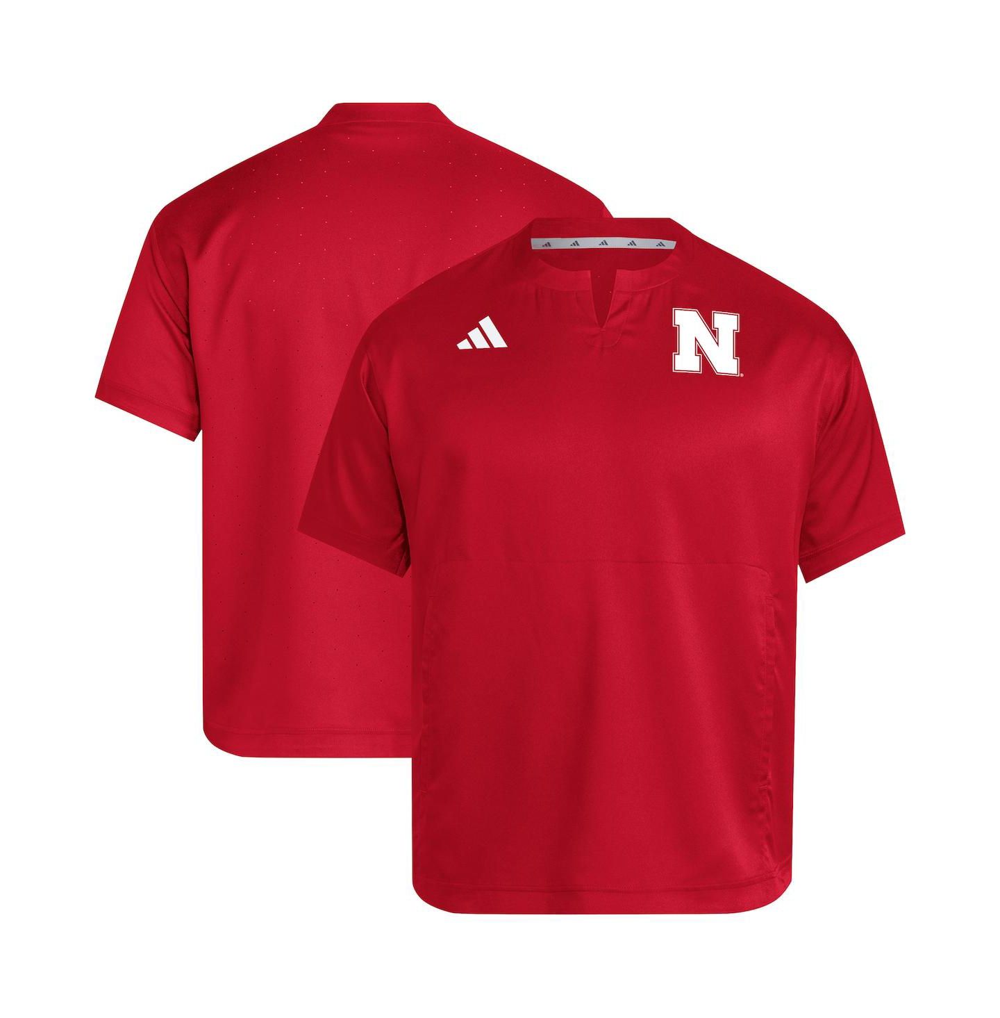 Мужская толстовка adidas Red Nebraska Huskers Dugout Coaches Adizero Notch Neck Pullover — фото 1