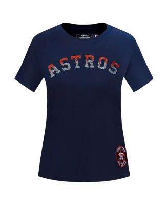 Women's Navy Houston Astros Rhinestone Slim Fit T-Shirt