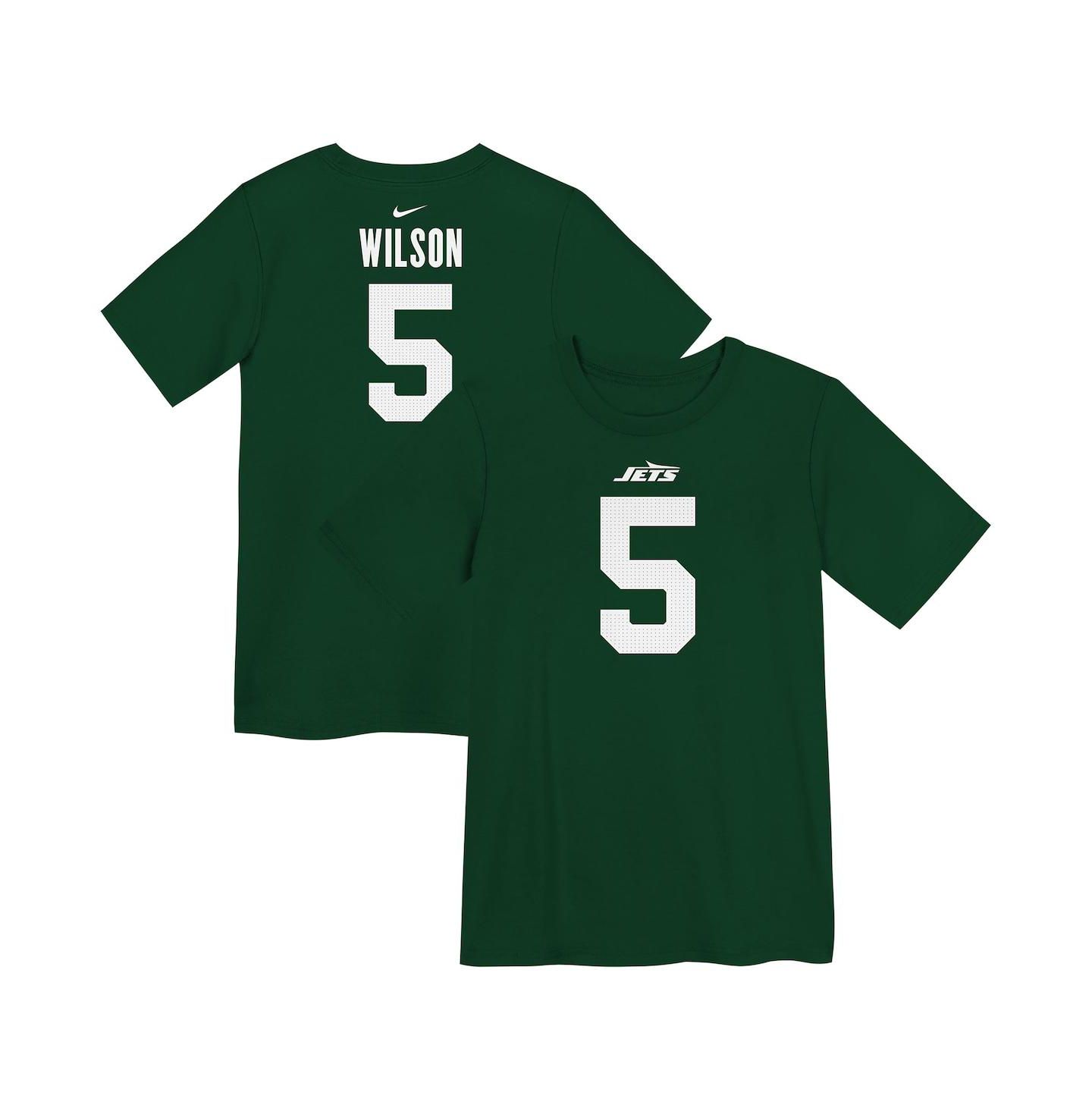 Детская футболка Nike New York Jets с именем и номером Garrett Wilson, зелёная — фото 1