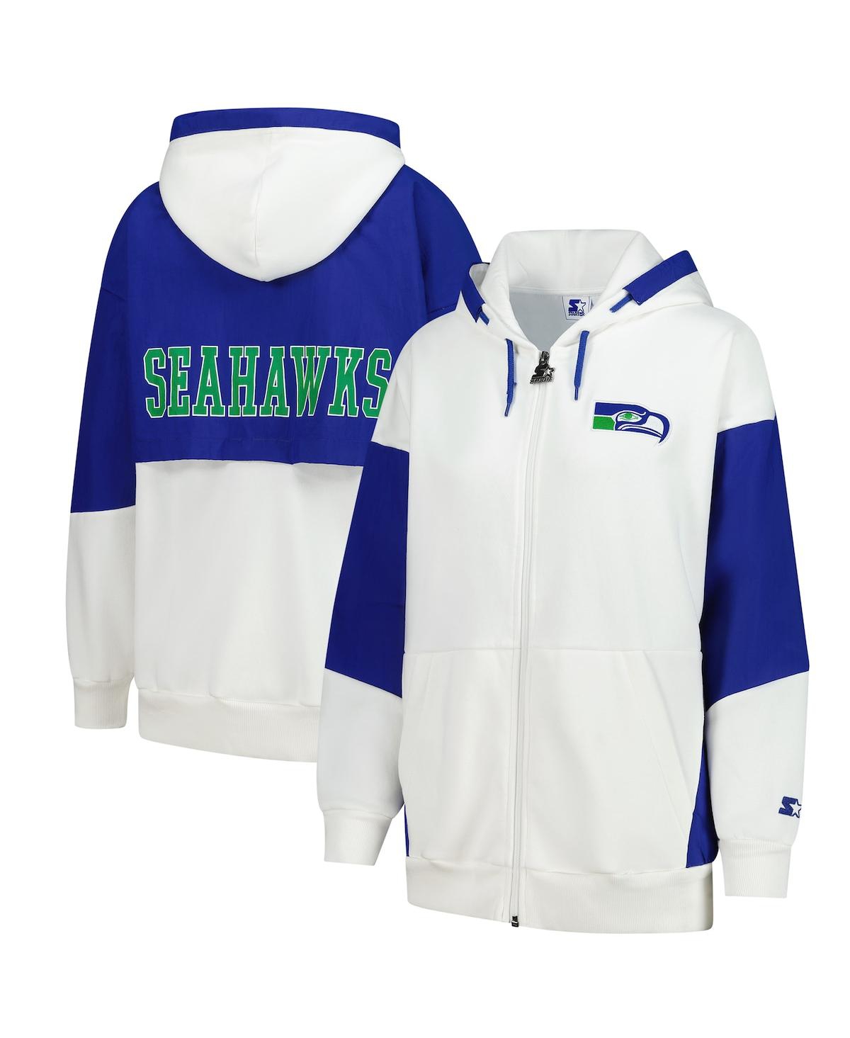 Women's White Seattle Seahawks Scrimmage Full-Zip Hoodie - White