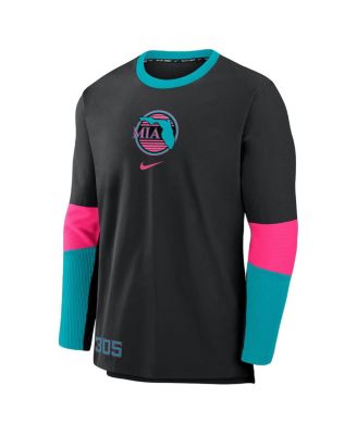 Мужская черная футболка Nike Miami Marlins 2025 City Connect Authentic Collection Player Tri-Blend Performance с длинным рукавом от Nike.