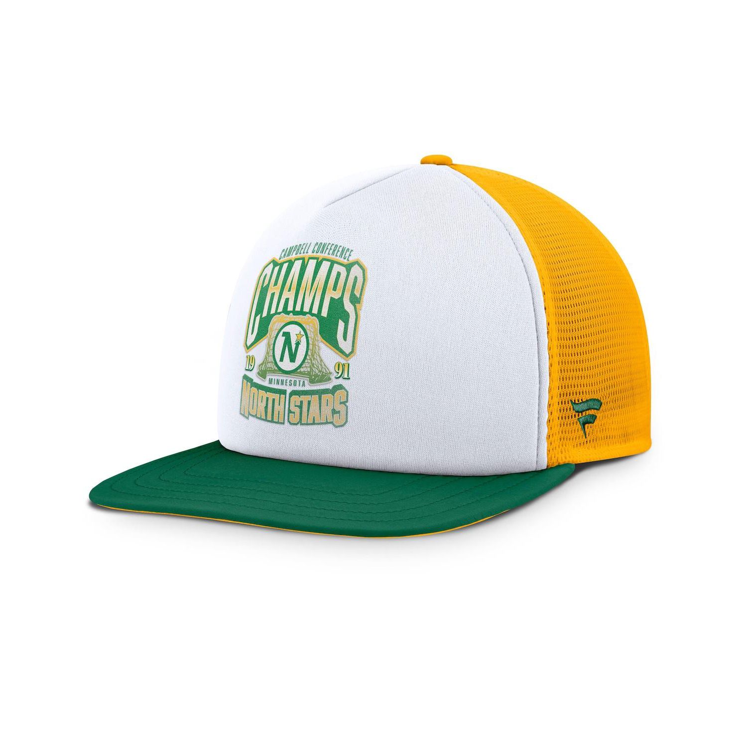 Men's White/Green Minnesota North Stars Decades Collection Foam Front Snapback Hat