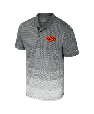Мужская серая рубашка поло Colosseum Cowboys из штата Оклахома в полоску из сетки Colosseum