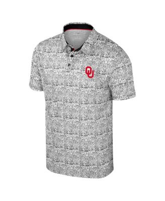 Мужская белая рубашка поло Colosseum Oklahoma Sooners Big Tall It's Time с принтом по всей длине