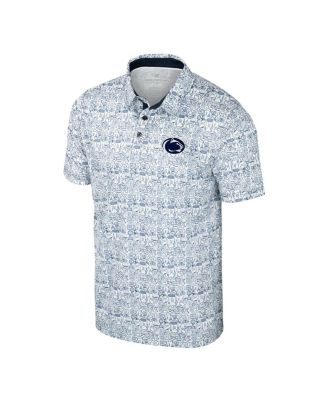 Мужская футболка-поло Colosseum темно-синего/белого цвета Penn State Nittany Lions Big Tall по всей длине