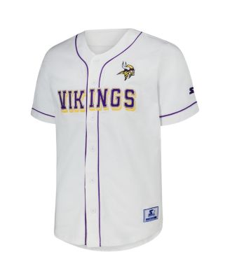 Мужская белая бейсбольная майка для эстафеты Minnesota Vikings Relay на всех пуговицах для начинающих