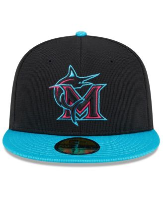 Мужская черная / бирюзовая шляпа New Era Miami Marlins 2025 City Connect Batting Practice 59 размера 