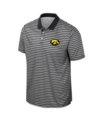 Men's Black Iowa Hawkeyes Striped Polo Shirt