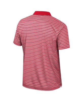 Men's Red Wisconsin Badgers Striped Polo Shirt