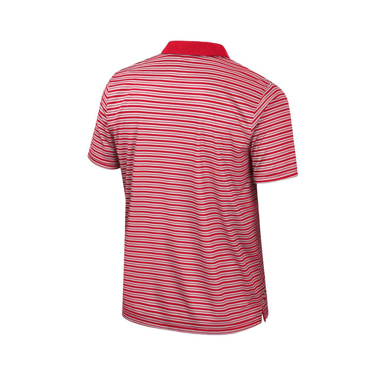 Men's Red Wisconsin Badgers Striped Polo Shirt