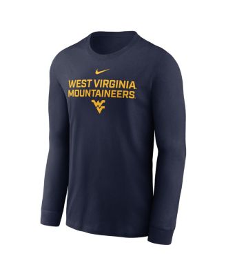 Мужская футболка с длинным рукавом Sideline Performance от Nike Navy West Virginia Mountaineers 2025