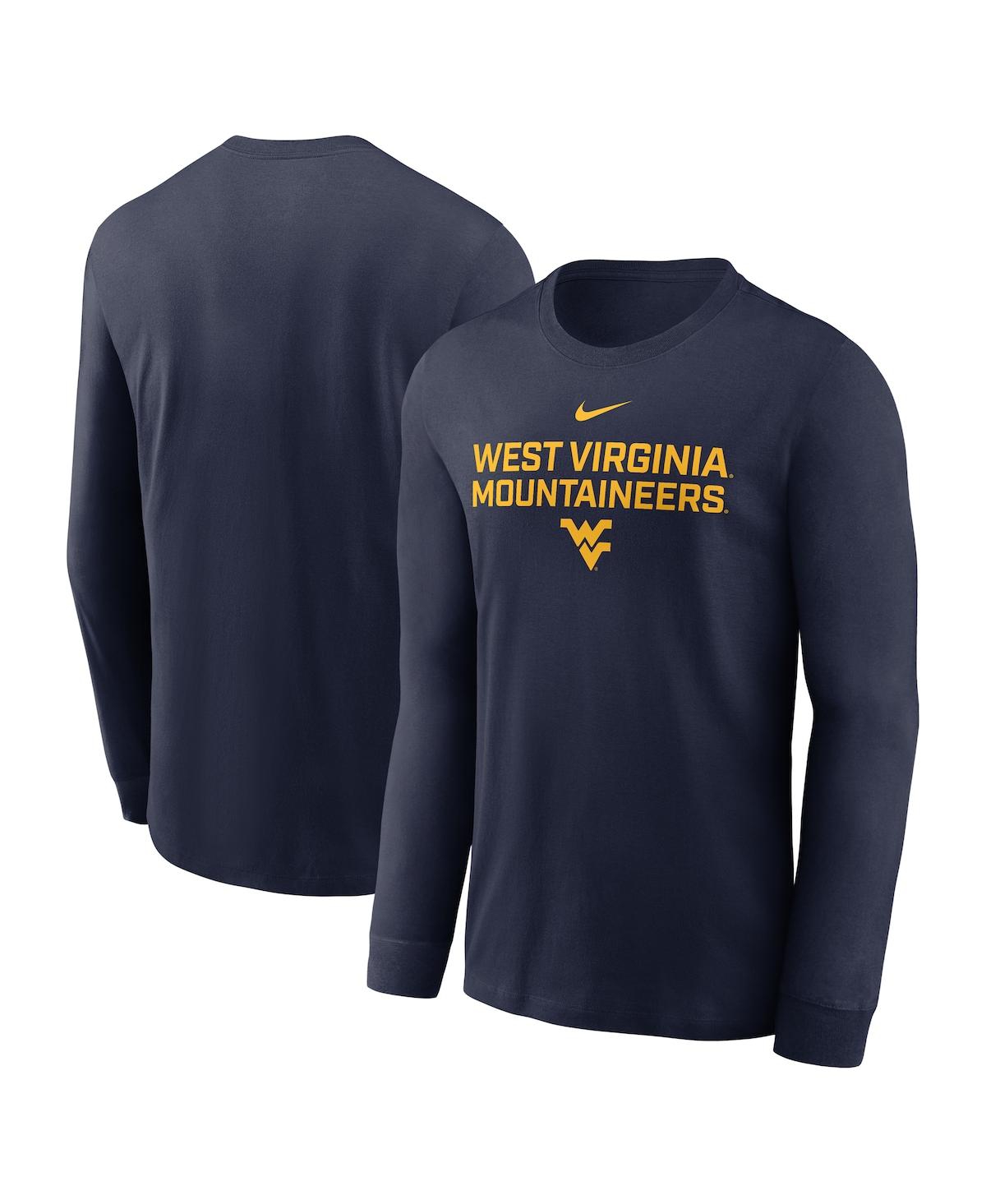 Nike West Virginia Sideline  Men's Dri-fit College Long-sleeve T-shirt In Blue