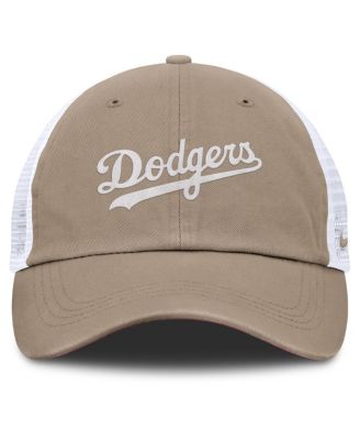 Мужская и женская кепка дальнобойщика Nike цвета хаки/белый Los Angeles Dodgers Club с регулируемой посадкой