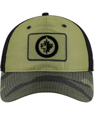 Мужская оливковая шляпа Fanatics Winnipeg Jets Military Appreciation для дальнобойщиков с регулируемой шляпой