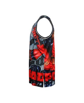 Men's Black Deadpool Comic Big Print Mesh Jersey