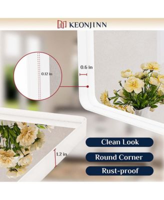 40x30 Inch Brushed Gold Bathroom Vanity Mirror Tempered Glass Metal Framed