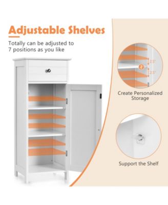 Wooden Storage Free-Standing Floor Cabinet with Drawer and Shelf