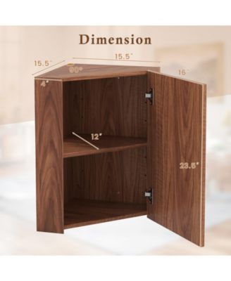 1Pc Engineered Wood Corner Wall-Mounted Mirror Door & Adjustable Shelf Medicine Cabinet