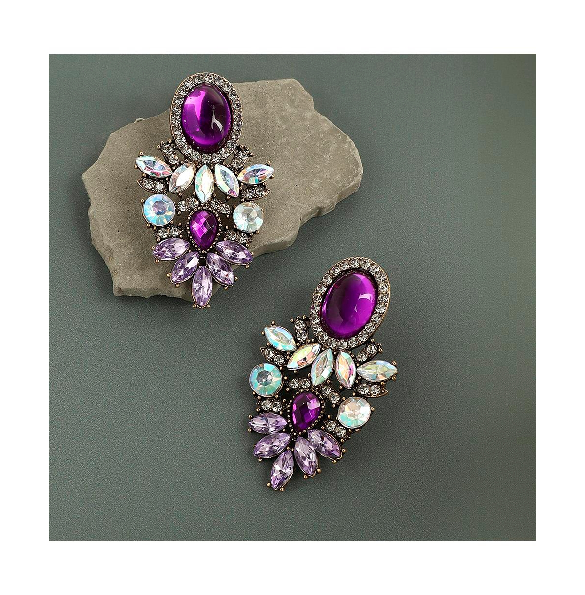 Sohi Shimmering Rhinestone Statement Dangling Drop Earrings
