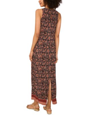 Vince Camuto Floral Sleeveless Keyhole-Back Crewneck Maxi