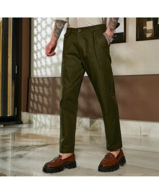 Men's Juniper Green Striped Tailored Trousers