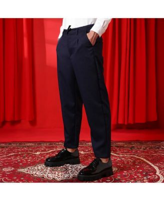 Мужские брюки из льняной смеси цвета Берлинской лазури Campus Sutra, сшитые на заказ