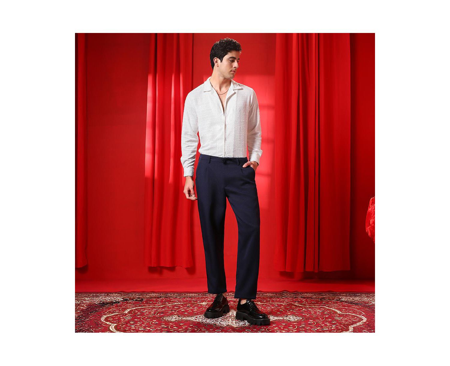 Men's Prussian Blue Tailored Trousers
