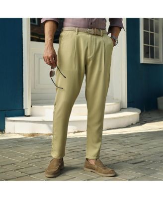 Мужские брюки-чино из лаймово-зеленой льняной смеси Campus Sutra