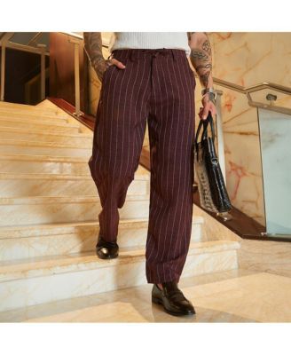 Мужские брюки-чино в тонкую полоску Campus Sutra шоколадно-коричневого цвета