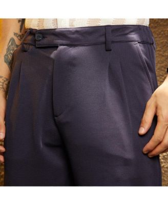 Men's Navy Blue Micro-Waffle Chino Trousers