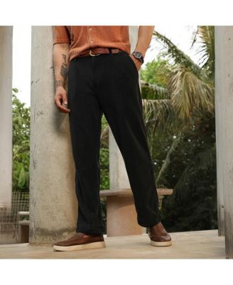 Мужские плиссированные брюки из черного вельвета цвета оникса Campus Sutra